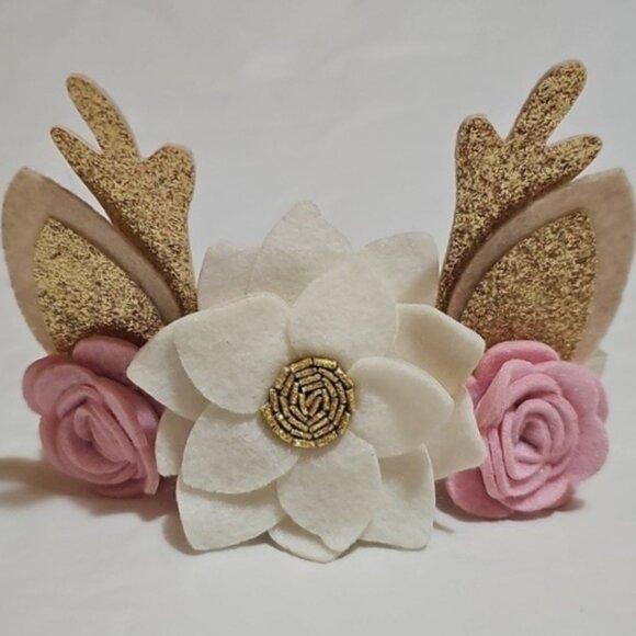 Deer Headband Gold Glitter Detail Used - Picture 1 of 8